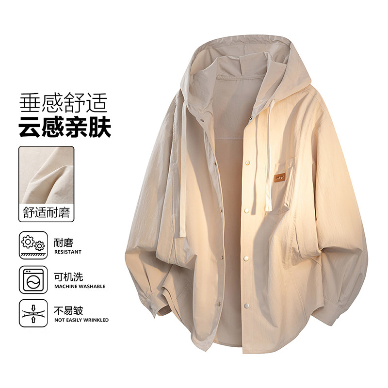 春季男士连帽夹克外套男2026新款宽松休闲美式复古长袖带帽子衬衫,淘宝优惠券,粉丝福利购,淘宝优惠卷