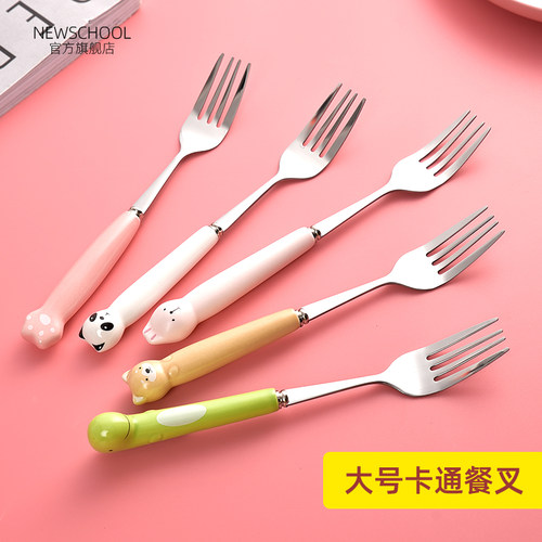 西餐牛排叉不锈钢创意卡通餐叉家用泡面意面叉子网红儿童主餐饭叉 - 图0
