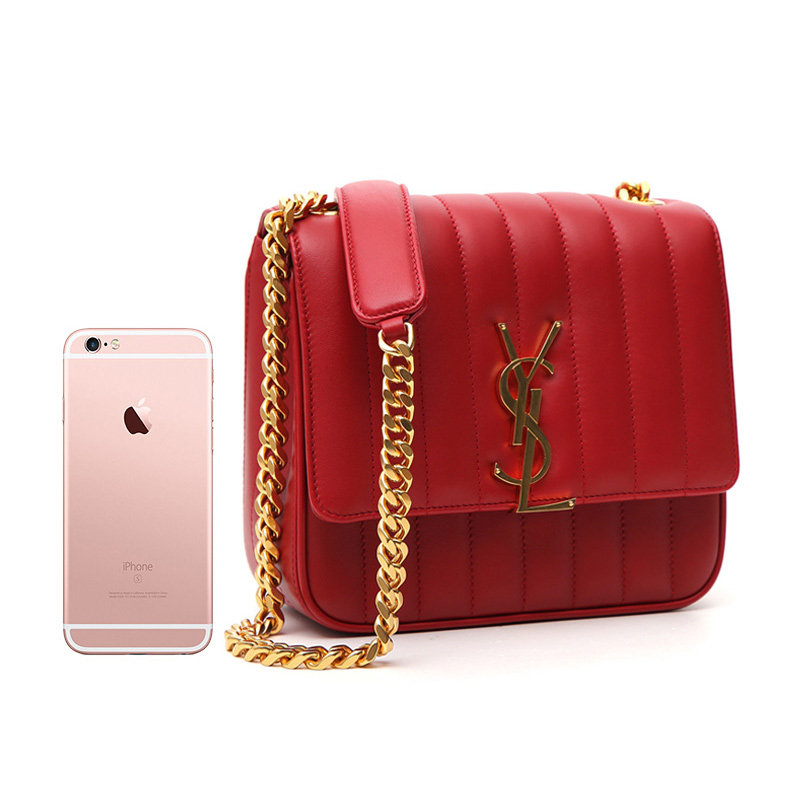 圣罗兰女士红色羊皮斜挎包 YISHEHUI海外女士包袋