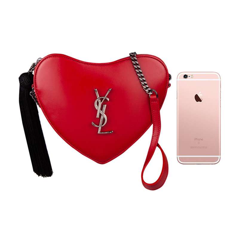 圣罗兰女士红色小牛皮单肩包 YISHEHUI海外女士包袋