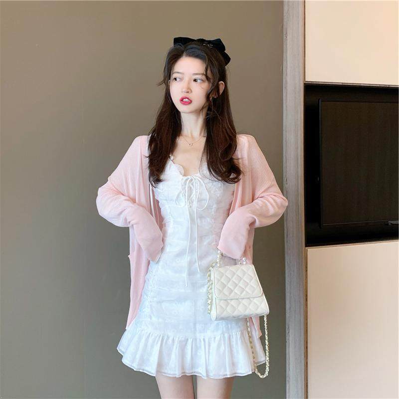 日系复古收腰显瘦吊带女早秋连衣裙 森丽顿短外套