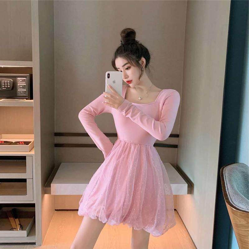 森丽顿网红新款波点网纱拼接连衣裙 森丽顿牛仔裤