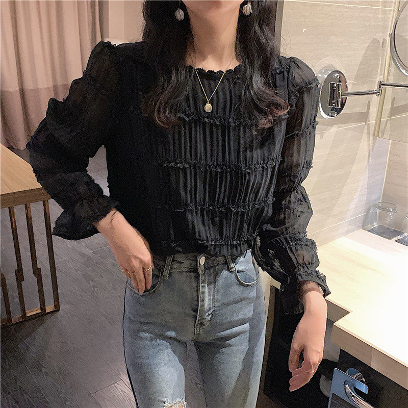 2020春季新款长袖甜美气质雪纺衫 森丽顿蕾丝衫/雪纺衫