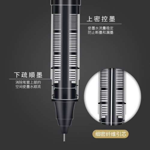晨光直液式速干走珠笔黑色中性笔学生用大容量全针管办公室签字笔黑笔拔帽水笔学生专用碳素笔m2001文具用品 - 图1