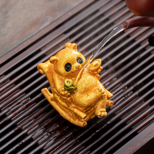 豪跃变色茶宠摆件招财熊猫摇摇椅精品可养茶桌摆设饰品茶具茶道 - 图1