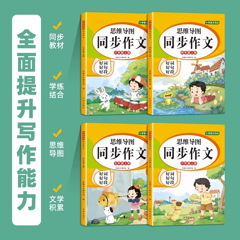 小学生同步作文三年级上册四五六年级下册人教版作文指导范文精选小学生写作文大全老师推荐思维导图作文素材 - 图1