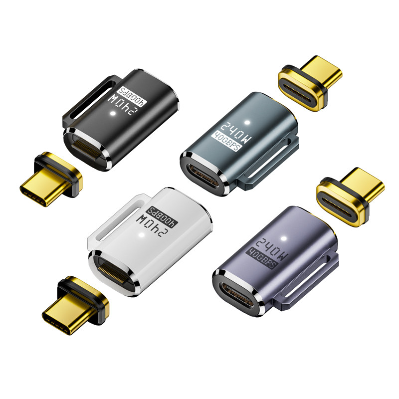 【全功能磁吸式】Typec公对母转接头8K高清PD240w快充40Gbps数据线雷雳4雷电3适用macbook手机电脑平板usbc口 - 图0