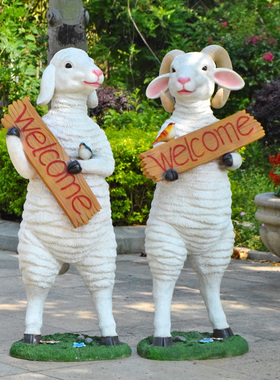 玻璃钢绵羊花缸装饰摆件