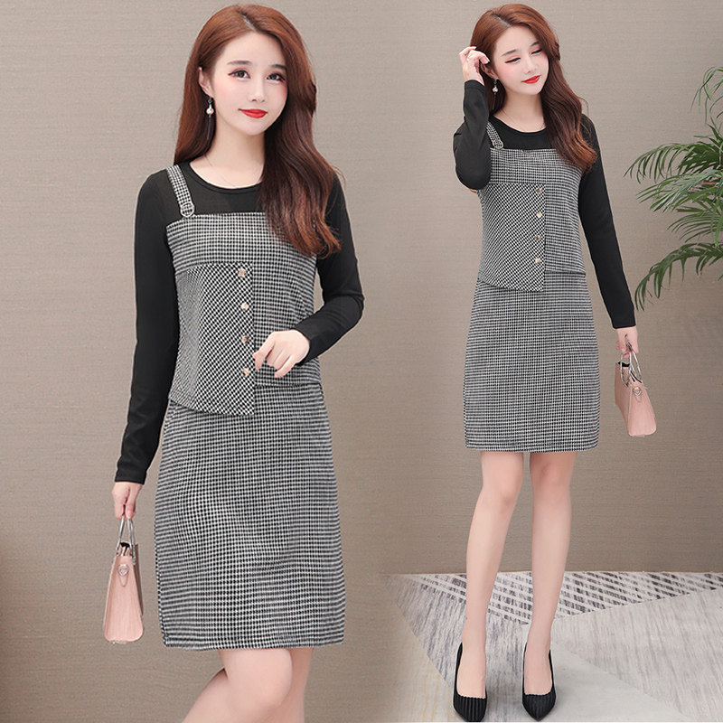 35一45岁气质秋季格子贵夫人连衣裙 唐彩秘密连衣裙