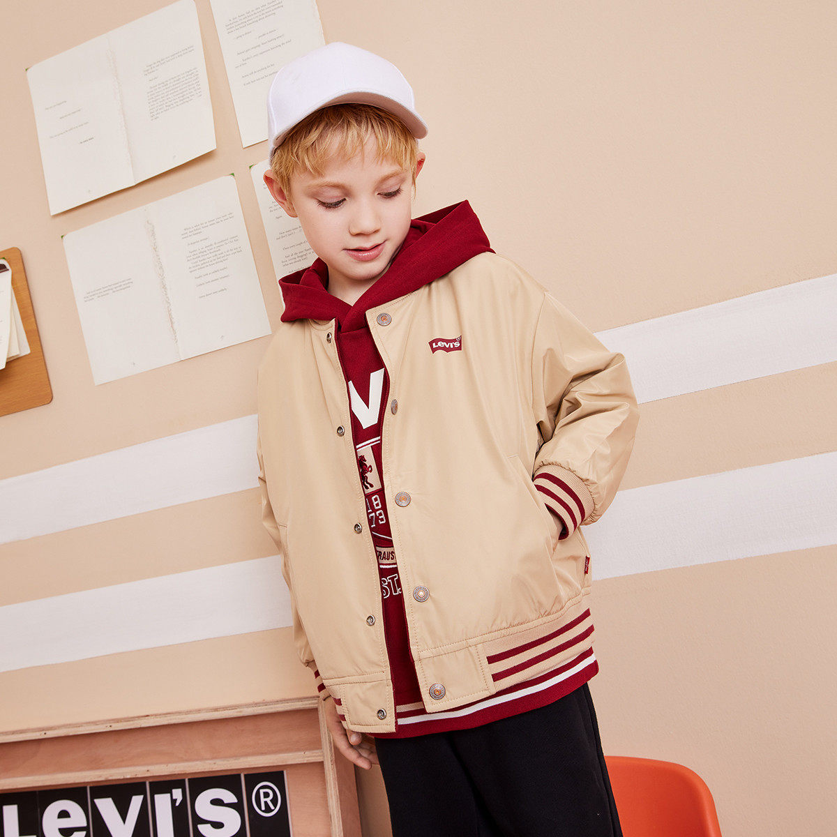 【双面穿】李维斯儿童梭织夹克外套春秋款男女童休闲棒球服拜年服,淘宝优惠券,粉丝福利购,淘宝优惠卷