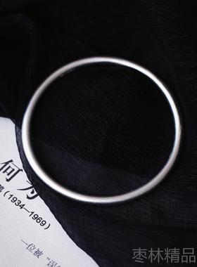 正品999女足银手镯古法传承手镯 磨砂们款克 价亲自己对比 款纯银