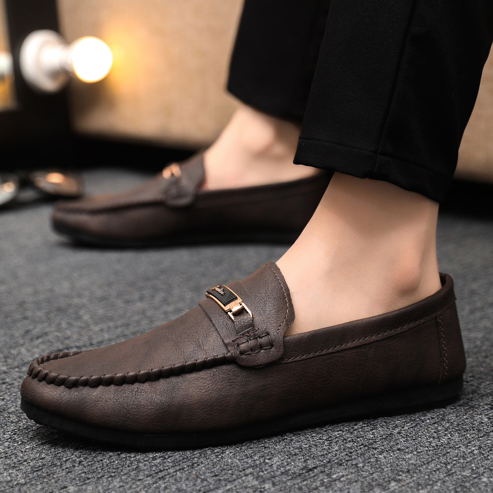 2026新款男鞋软皮黑色休闲皮男士豆豆鞋一脚蹬懒人潮鞋高端鞋驾车,淘宝优惠券,粉丝福利购,淘宝优惠卷