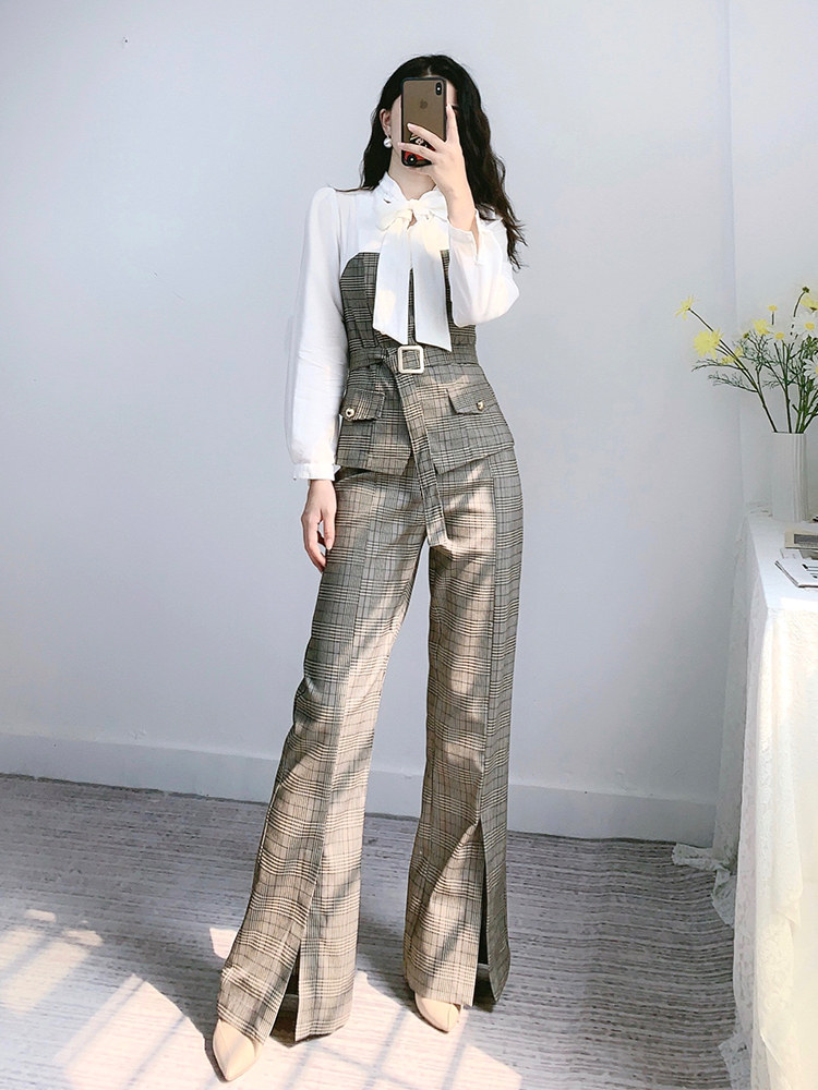 慕衣思气质2020秋新款职业格纹衬衫 慕衣思时尚套装