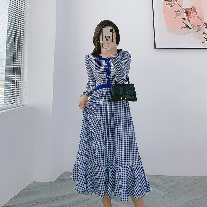 慕衣思褶皱2021秋高腰荷叶边裙子 慕衣思连衣裙