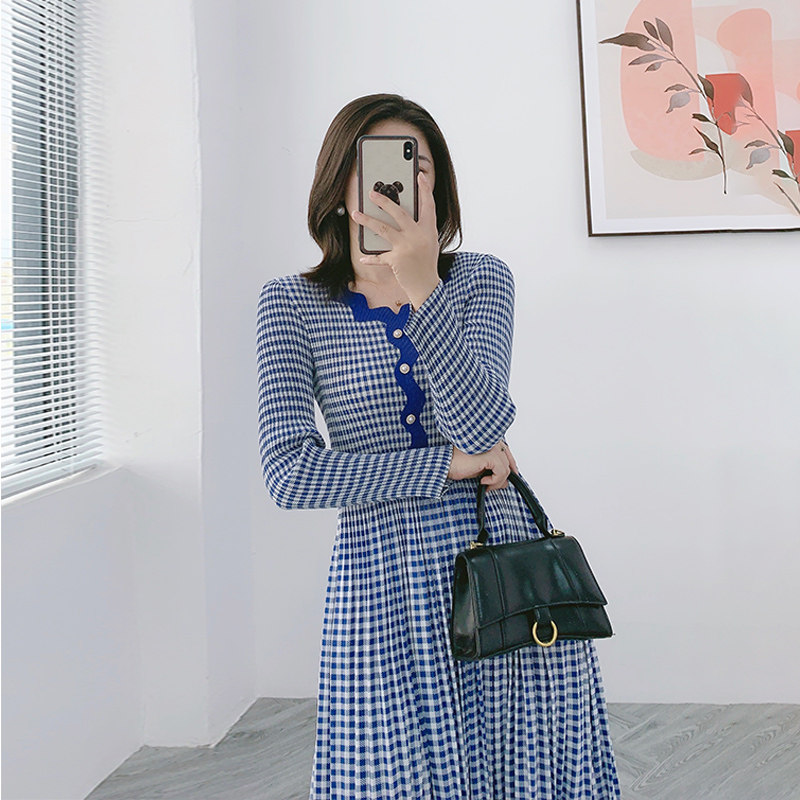 慕衣思褶皱2021秋高腰荷叶边裙子 慕衣思连衣裙