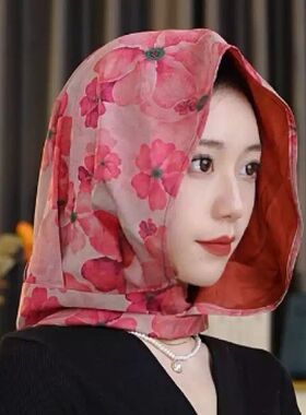 防晒包头丝巾帽女士夏天防紫外线遮阳帽休闲时尚大头围户外头巾帽