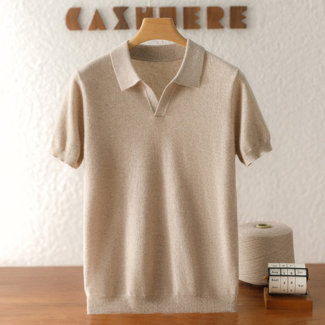 Tongyue short-sleeved men's 100% pure cashmere sweater T-shirt