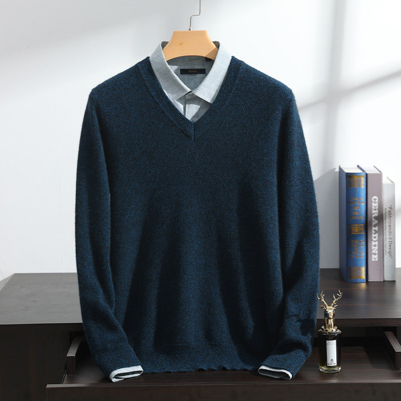 V领100%纯山羊绒衫男新款冬针织打底宽松鄂尔多斯市加厚保暖毛衣,淘宝优惠券,粉丝福利购,淘宝优惠卷