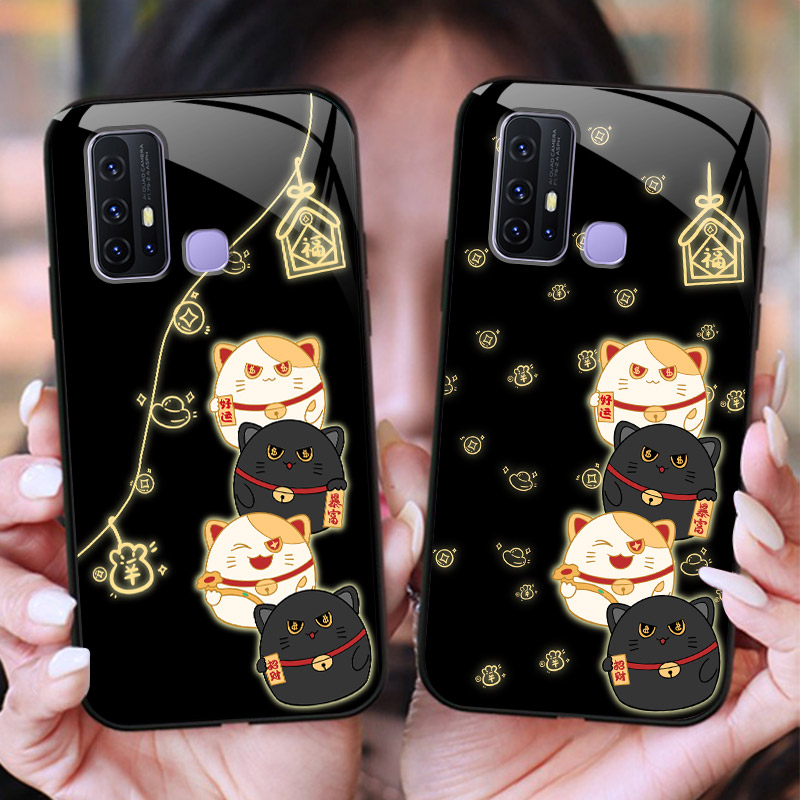 发财猫vivoZ6手机壳vivoZ5X玻璃保护套Z3/Z3i全包防摔Z1硅胶软边硬壳5G男女V1911A可爱V1963A文字个性voivz新 - 图0