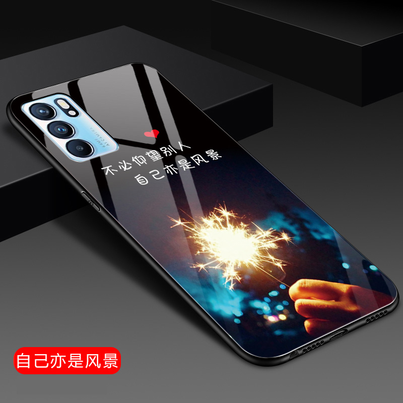 opporeno6手机壳reno6pro玻璃保护oppo硅胶套opopreno6por5G全包防摔reon65g磨砂软边硬壳男女opporeon情侣新 - 图2