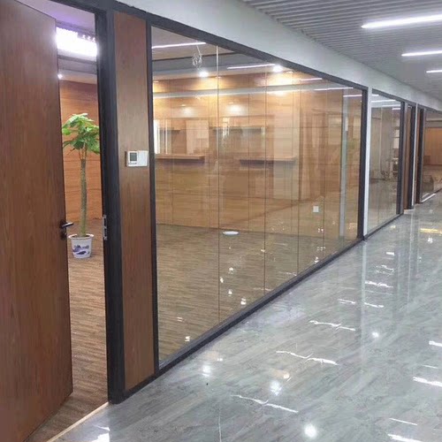 河北办公室玻璃隔断墙钢化玻璃铝镁合金隔断磨砂双玻百叶办公隔断 - 图2