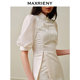 MAXRIENY fairy American style new Chinese style puff sleeve chiffon shirt oblique placket button top for women