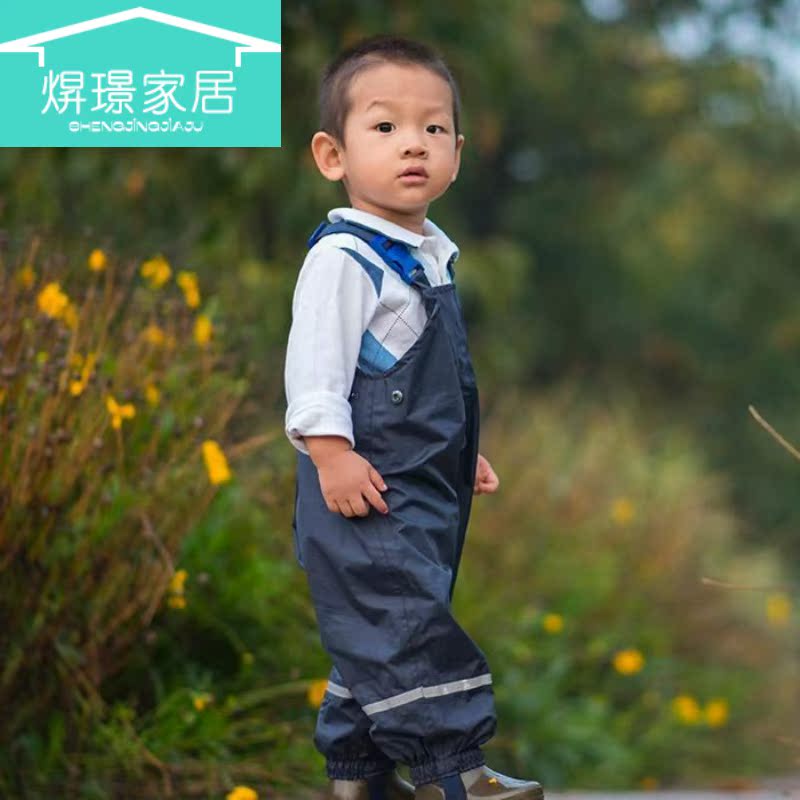 焺璟家居旗舰店儿童防水裤玩泥巴幼儿园下水裤连体雨衣防溅水小孩宝宝背带裤玩沙0