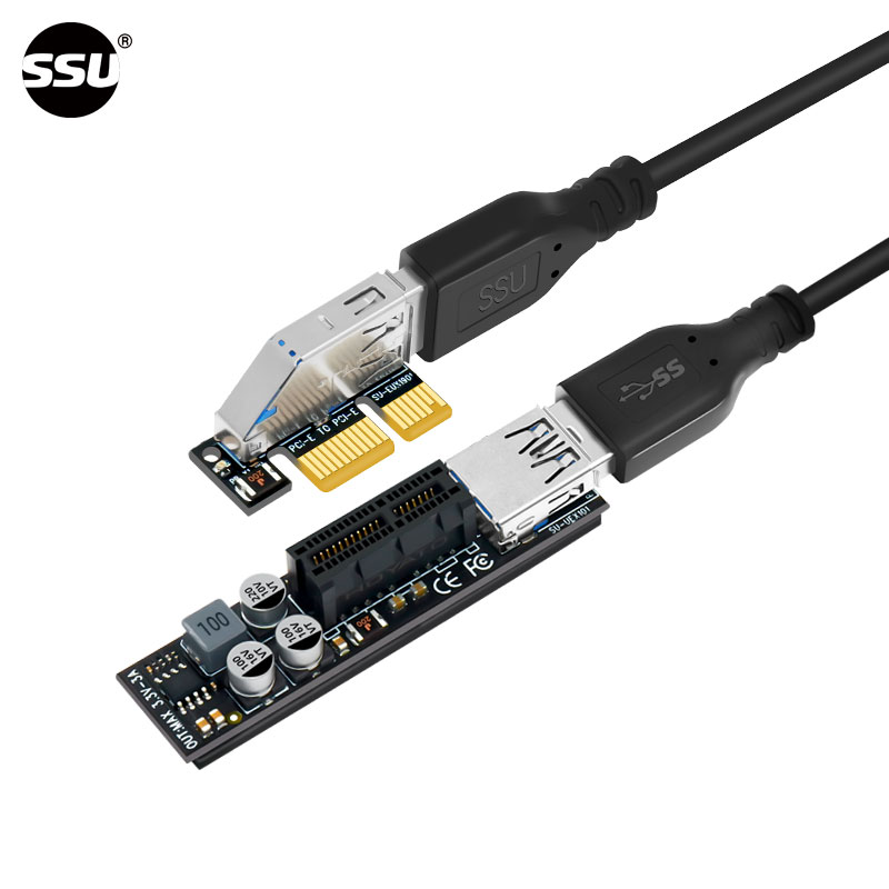 SSU台式机PCI-E延长线主板PCI-E转接线X1转X1接口延长线PCI-E插槽-图0