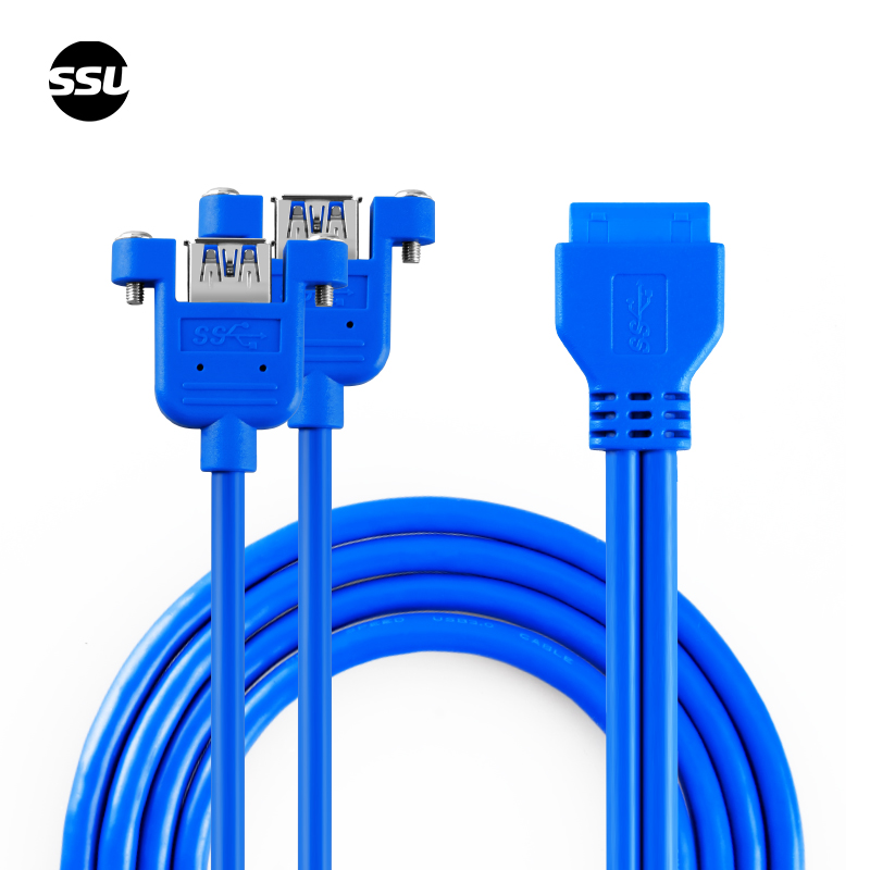 SSU 20PIN转usb3.0前置面板线19Pin转双口USB3.0母头连接线带螺丝 - 图3