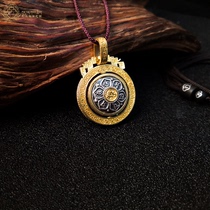 Upscale Tibetan Tibetan Ancestral Worship Goods s990 Pure silver Six word cards Jiugong Gossip Pendant Pendant male and female Pendant Pendant