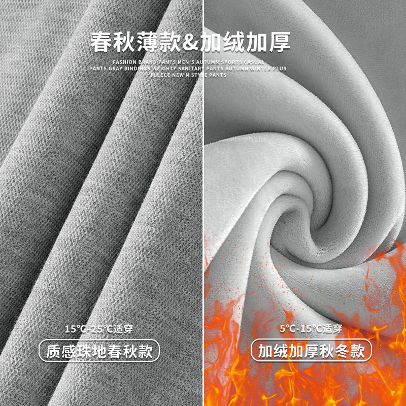 裤子男冬季国潮潮牌休闲卫裤加绒2023秋冬新款运动长裤加厚束脚裤