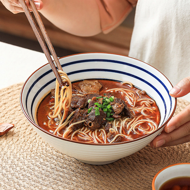 日式拉面碗家用网红面碗2024创意斗笠碗陶瓷餐具大汤碗ins面条碗