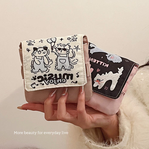 创意卡通小猫咪大容量卫生巾收纳包姨妈巾包便携随身卫生棉月事包 - 图1