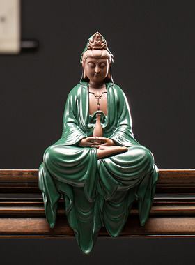 久造新中式禅意观音茶室茶桌摆件