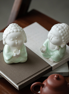 青瓷Q版小如来摆件可爱宝宝佛