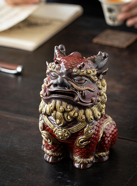 国潮麒麟招财摆件创意陶瓷存钱罐