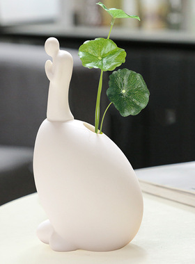 简约无相佛人物小和尚水培花插家居办公室桌面陶瓷花器小摆件禅意