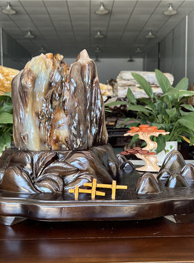 天然树化玉木化玉奇石靠山石招财