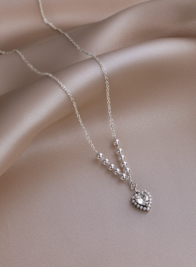 恋约女爱心项链珍珠锁骨链