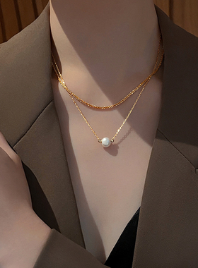 恋约气质叠戴双层珍珠项链女高级