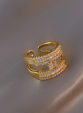 恋约女镀金日韩H戒指高级感轻奢