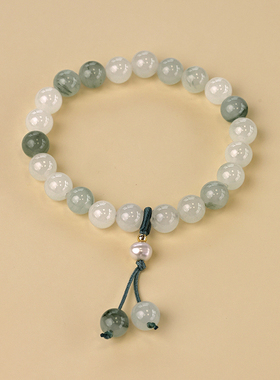 天山翠玉石手链小众轻奢高级感古风手串仿珍珠手链