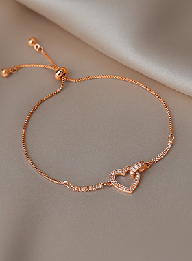 恋约玫瑰金爱心手链女高级感小众