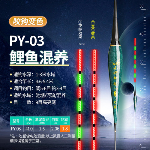 【3支装】咬钩变色高亮尾电子夜光漂高灵敏鲫鱼日夜两用夜钓浮漂-图2