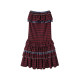 OfAkiva red velvet Christmas red plaid contrasting blue long and short two-wear fishtail cake skirt