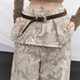 OfAkiva Wild Vein Moonlight Mountain pleated skirt draped lace-up raw edge cashew jeans