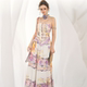 OfAkiva She's Healing French Resort Style Fashion Suit Women's Spring and Summer Floral Tube Top Umbrella Skirt Suit