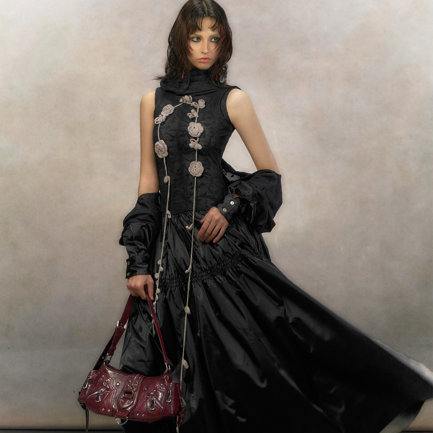 【李梦同款】OfAkiva“芙罗拉”藤蔓花朵打揽拼接连衣裙女印花裙,淘宝优惠券,粉丝福利购,淘宝优惠卷