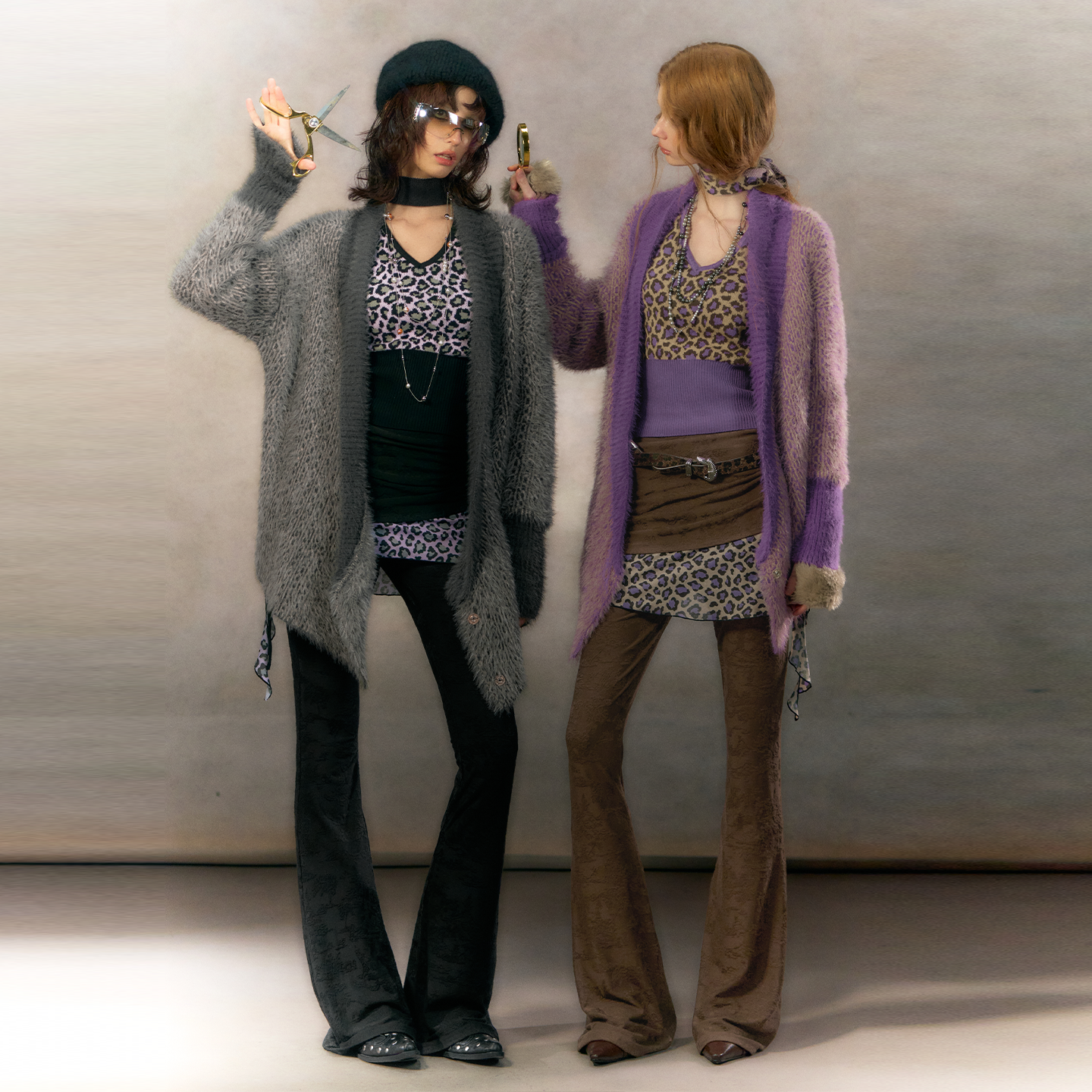 【现货】OfAkiva“周五快乐”Y2K复古豹纹毛绒开衫套装假两件裙裤,淘宝优惠券,粉丝福利购,淘宝优惠卷