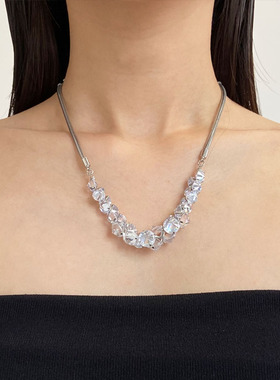 金属链条水晶水钻串珠项链锁骨链